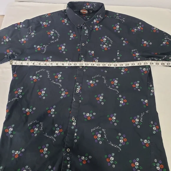 HARLEY-DAVIDSON Men's Navy Floral Aloha Collared Button Down Shirt Size XXL - Picture 10 of 15
